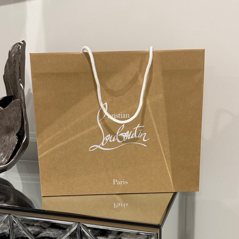 Christian Louboutin Tan Shopping Bag with White Handles